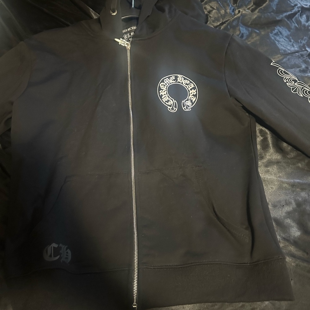 Chrome hearts horseshoe floral cross sleeve zip up